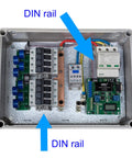 Two Piece DIN Rail Slotted Aluminum Alloy Channel With Anodized Finish installed in industrial control panel enclosure.