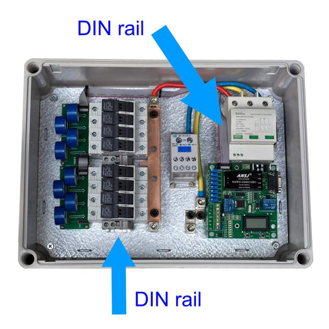 Two Piece DIN Rail Slotted Aluminum Alloy Channel With Anodized Finish installed in industrial control panel enclosure.