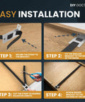 Drawer Repair Kit Easy Fix For Sagging Buckled Drawers 3 Pack Reinforcers installation steps diagram with brackets and straps.
