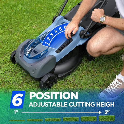 18 Inch 40V Max Brushless Cordless Push Lawn Mower With 4.0Ah Battery, 148Wh Total Power, Charger Included, Up To One Eighth Of An Acre Coverage, About 30 Minute Runtime, Lightweight, Easy Start, Mulch And Side Discharge Options. 6-position cutting height lever on cordless mower