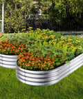 Heavy Duty Galvanized Raised Garden Bed Kit 4x2x1 Ft With Safety Edging Outdoor Planter Box with vibrant vegetables and flowers