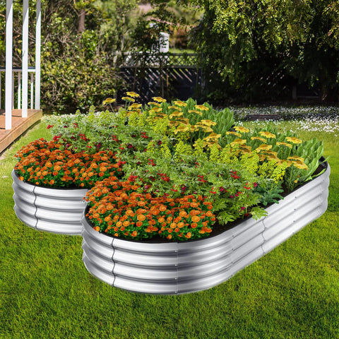 Heavy Duty Galvanized Raised Garden Bed Kit 4x2x1 Ft With Safety Edging Outdoor Planter Box with vibrant vegetables and flowers