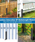Heavy Duty Fence Post Repair Kit With Beefy Ground Stakes For Fixing Tilted Or Broken Wood Posts Includes Two 32 Inch Stakes Galvanized Screws And Small Wrench For Quick Long Lasting Fence Support installed on wooden fences.