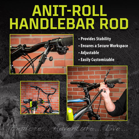 Heavy Duty Bicycle Repair Stand With 100 Lb Capacity Foldable Aluminum Frame Adjustable Clamp Anti Roll Handlebar Rod