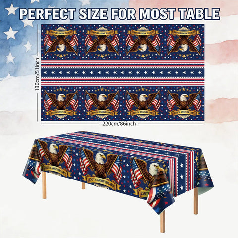 4th Of July Tablecloth 250th Anniversary Patriotic American Flag Design Two Pack For Memorial Day Outdoor Home Patio Decor USA