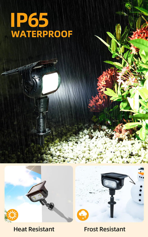 Robot Inspired Solar Spotlight Outdoor Waterproof With Auto On Off And Dual Brightness Modes for garden lighting at night