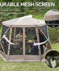 Pop Up Screen House Tent For Camping 11.5 By 9.8 Ft Instant Gazebo With Netting Grab And Go Backyard Shelter in Khaki