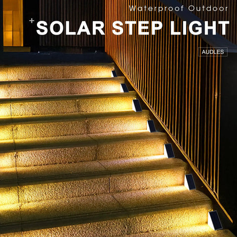 Solar Step Lights For Outdoors Waterproof IP67 Stair And Deck Lights Pack Of 6 installed on stone steps