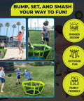 People playing Pickleball Roundnet Yard Game For Outdoor Fun Beach Backyard Lawn Play With Easy Assembly Includes Paddles Balls And Case