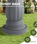 Close-up view of the base of the Three Tier Outdoor Waterfall Garden Fountain with Pump showing sturdy grey resin finish