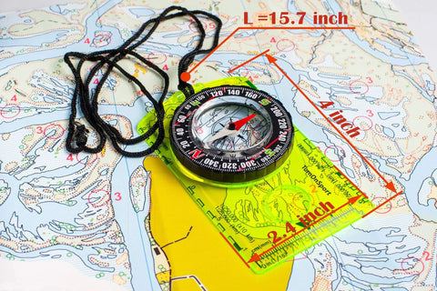 Orienteering Compass For Hiking And Camping, Pro-Grade Scout Tool For Map Reading And Navigation with 360 Degree Bezel on map