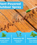 Peppermint Oil Pest Defense Pro Outdoor Bug Spray targeting ants on wood with plant powered sprayer wand kit for yard use