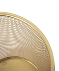 Close-up of Ryder Gold Mesh Metal Trash Can 4.5 Gallon Office Wastebasket With Non Slip Feet showing gold mesh detail and rim design.