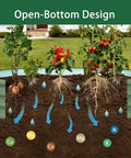 Cross-section of Two Pack Raised Garden Bed Kits 4x2x1 Ft Green Oval Galvanized Metal Planter Beds showing soil and root system.