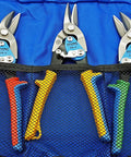 Beefy Heavy Duty Aviation Snips Set For HVAC And Sheet Metal, 3-piece tin snips with color-coded handles, carrying case view