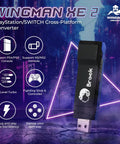 Wingman XE 2 Converter Two in One Wireless Controller Adapter for PS5 PS4 PS3 NS NS 2 and PC with icons and triangle outline