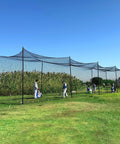 70 Foot Baseball Batting Cage For Backyard Practice With Durable Netting And Frame, used by players for pitching and hitting practice