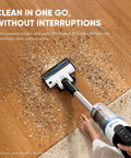 Premium Cordless Stick Vacuum With Auto Empty Base And Tangle Free Roller That Eats Up Pet Hair And Dirt Without Clogging Or Making A Mess Up To 70 Minutes Of Battery Life For Effortless Daily Home Care And Fresh Clean Floors cleaning wood floor with debris