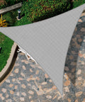 Triangle Sun Shade Sail 8x8x8 Foot Outdoor Canopy for pergola backyard deck garden UV resistant HDPE fabric with reinforced edges.
