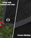 Corner details of Ultralight Tent Footprint Tarp 55x87 Inches Waterproof PU2000mm Ground Cloth with grommet and precise stitching
