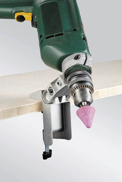 Heavy Duty Drill Stand For Drill Machines And Cordless Screwdrivers, Boss Grade Stationary Mount holding a drill horizontally