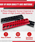 Magnetic Socket Organizer Set 8 Piece For SAE And Metric Deep And Shallow Sockets Holds 199 Sockets One Half Inch One Quarter Inch Three Eighths Inch ABS Material Tray Holder Kit Sockets Not Included