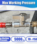 Side view of M MINGLE ball valve for pressure washer hose, 3/8-inch quick-connect, 5000 PSI, with on/off knob