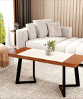 Living room with coffee table using heavy duty 16 inch black metal coffee table legs double V shaped design 2 piece set