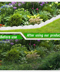 Comparison showing before and after using White 30 Foot Landscape Edging Kit With 30 Stakes For Lawn And Flower Bed Borders.