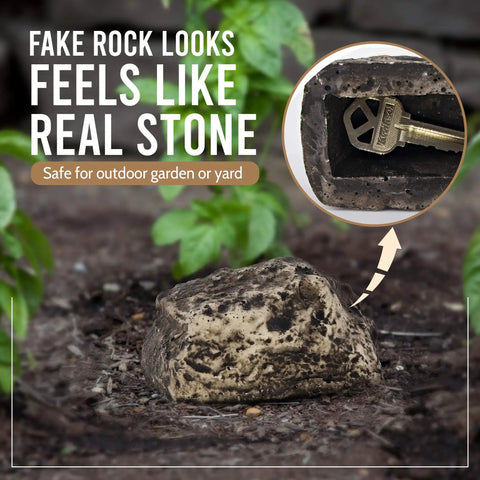 Outdoor Fake Rock Key Hider That Looks And Feels Like Real Stone, Weatherproof Spare Key Storage For Garden Or Yard in soil