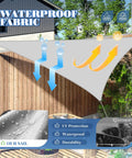 Heavy Duty Waterproof Sun Shade Sail Triangle Canopy 16 By 16 By 16 Feet With UV Protection shown installed in a garden