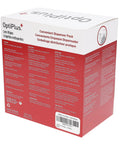 OptiPlus Lens Wipes box, red/white packaging, pre-moistened cleaning wipes for glasses, 252 count.