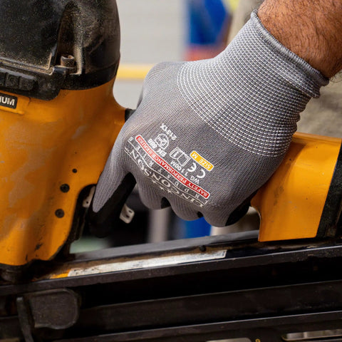 12 Pack Safety Performance Series Work Gloves For Construction And Mechanics Heavy Duty With Breathable Flex Grey Large