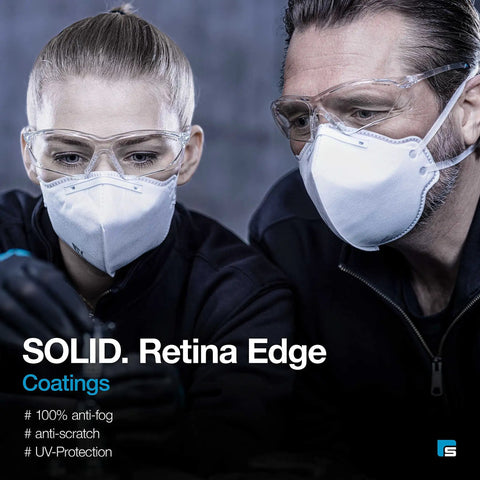 Two people wearing Clear Lens Safety Glasses With Side Shields Anti Fog Anti Scratch Anti Glare UV Protection Protective Eyewear