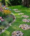 6 Pack Natural River Rock Hexagon Stepping Stones For Garden Pathway Mats With Non Slip Mesh Backing, Dope Decorative Outdoor Stone Pavers For Patio Lawn Backyard Path And Landscaping Decor along flower garden