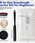 Sourdough Starter Kit With 37 Oz Wide Mouth Glass Jar For Bread Making Feeding Band With Time Markers Cloth Cover Spatula And Thermometer Durable Glass Jar Set For Beginner Friendly Home Bakers