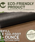 Workhorse Heavy-Duty 3 Oz Weed Control Fabric Ground Cover for Gardens and Landscaping, Brown, 3 x 100 Feet roll displayed