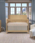 Crib To Full Bed Conversion Rails For Cove Collection Wooden Bed Rails In Natural Oak Finish in nursery setting