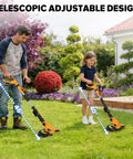 Man and child using 12 Inch Cordless Weed Eater No Battery Included Compatible With 20V Max Battery Automatic Line Feed