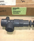 Pro Grade Three Quarter Inch Adjustable Pressure Relief Valve Built From Heavy Duty Pvc With Standard Fnpt Threading, visible with packaging.
