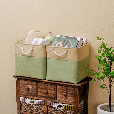 Large Cube Storage Baskets For Clothes Toys Towels Books Collapsible Canvas Bins With Cotton Handles Tough As Nails And Built To Last