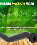 Two Pack Beefy Rubber Vacuum Hose 3 Inch For Tractor And Lawn Mower Vacuum Pumps Durable Replacement Hose Set With One Grommet End And Curved Design Engine Parts featuring hose with curved design and grommet.