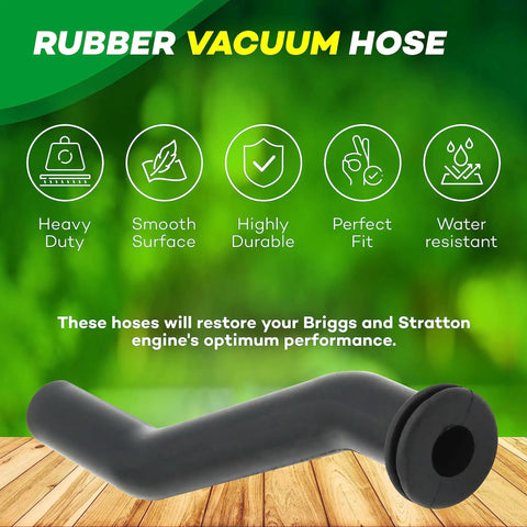 Two Pack Beefy Rubber Vacuum Hose 3 Inch For Tractor And Lawn Mower Vacuum Pumps Durable Replacement Hose Set With One Grommet End And Curved Design Engine Parts featuring hose with curved design and grommet.