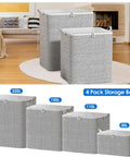 Straight Up Game Changing Foldable Storage Bags 4 Pack With Sturdy Handles Seasonal Closet Organizers Collapsible Garment Containers For Bulky Comforters And Totally Clutter Free Living Spaces, featuring four sizes of grey storage bags.