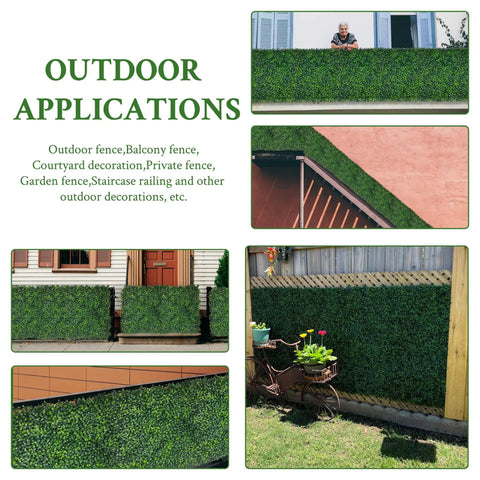Privacy Fence Screen With Realistic Faux Boxwood Ivy Panels 60 By 140 Inches Covering 58.5 Sq Ft for outdoor balcony use