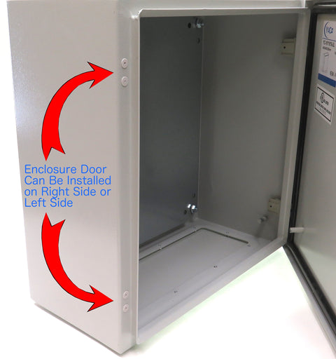 Fully Enclosed IP66 Enclosure With UL Certified NEMA 4 16 Gauge Steel Single Door Hinge Cover Wall Mount Backplate interior view