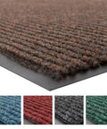 Close-up angle of Super Tough 3 By 5 Foot Brown Industrial Door Mat with color options, dirt capturing fibers, and vinyl backing.