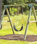Heavy Duty Swing Seats 2 Pack With 66 Inch Chain And Carabiners For Outdoor Playset Replacement, black swing on wood frame