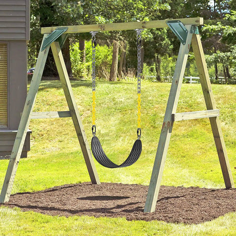 Heavy Duty Swing Seats 2 Pack With 66 Inch Chain And Carabiners For Outdoor Playset Replacement, black swing on wood frame