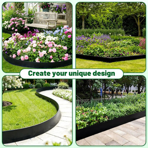 4 Inch Garden Landscape Edging Kit With 40 Ft Flexible Border 36 Metal Stakes And Rubber Mallet No Dig Lawn Edging for gardens